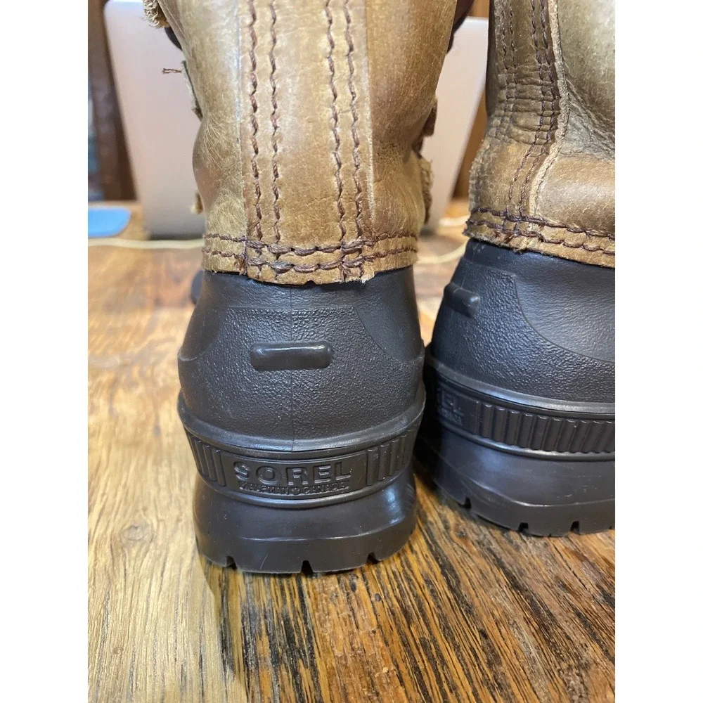 Vintage Sorel Badger Leather Winter Boots Made in Canada Brown Womens Size 6 Ski